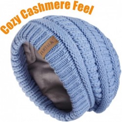 Skullies & Beanies Knit Beanie Hats for Women Men Fleece Lined Ski Skull Cap Slouchy Winter Hat - 26-blue - CH18ZZWQMA3 $18.46