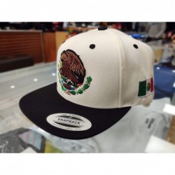 Baseball Caps Mexico Snapback dadhat Flat Panel and Vintage Hats Embroidered Shield and Flag - Cream/Black - CL12IEOVF81 $49.14