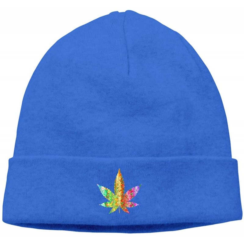 Skullies & Beanies Hip-Hop Knitted Hat for Mens Womens Psychedelic Marijuana Leaf Unisex Cuffed Plain Skull Knit Hat Cap Head...