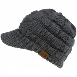Skullies & Beanies Ponytail Cap with Drop Down Ear Warmer- Slouchy Knitted Beanie Hat for Women - Dark Gray - CV18YR8LOUQ $13.72