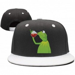 Baseball Caps Kermit The Frog"Sipping Tea" Adjustable Red Strapback Cap - Afunny-green-frog-sipping-tea-11 - CN18ICXEKOH $36.30