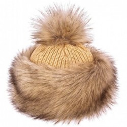 Skullies & Beanies Faux Fur Russian Hat for Women - Warm & Fun Fur Cuff Hat with Pom Pom - Siberian Wolf - CN1275IWGN5 $45.88