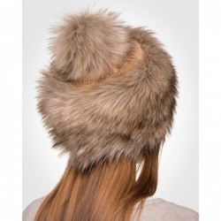 Skullies & Beanies Faux Fur Russian Hat for Women - Warm & Fun Fur Cuff Hat with Pom Pom - Siberian Wolf - CN1275IWGN5 $35.16