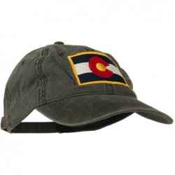Baseball Caps Colorado State Flag Embroidered Washed Buckle Cap - Black - C511Q3SXXZJ $47.94