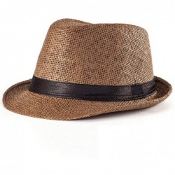 Fedoras Straw Fedora Hats for Men - Women Hat Summer Beach Hat Men Straw Hat Trilby Hat - CR18W4CLZUC $17.60