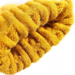 Skullies & Beanies Winter Beanie Knit Hat with Faux Fur Pom Pom Slouchy Soft Warm Stretch Cable Ski Cap for Women - Yelow - C...