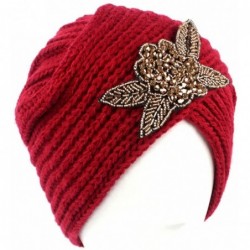Skullies & Beanies Women Hat- 2018 Fashion Womens Winter Warm Diamond Knit Crochet Hat Braided Headdress Cap - ❤️red - CB189M...