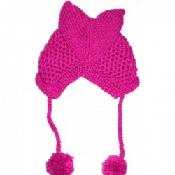 Skullies & Beanies Women's Hat Cat Ear Crochet Braided Knit Caps Warm Snowboarding Winter (One Size- Rose) - CL12NZZ0GSX $17.32
