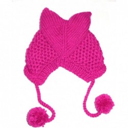 Skullies & Beanies Women's Hat Cat Ear Crochet Braided Knit Caps Warm Snowboarding Winter (One Size- Rose) - CL12NZZ0GSX $17.32