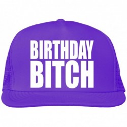 Baseball Caps Birthday Bitch Bright neon Truckers mesh snap Back hat - Neon Purple - CJ11N2Z9CP1 $34.08