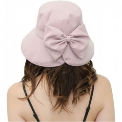 Sun Hats Women Wide Brim Sun Hats Foldable Summer Beach UV Protection Caps with Neck Cord - Pink9 - CZ18R0L52XI $21.49