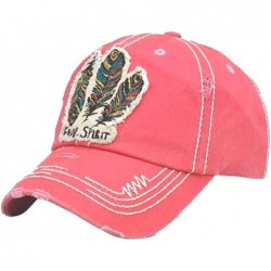 Baseball Caps Adjustable Free Spirit Aztec Hippy Feather Baseball Cap Hat - Pink - C018953DO5W $35.17