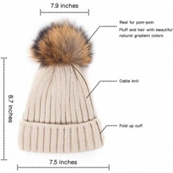Skullies & Beanies Big Fur Pom Pom Hat - Winter Knit hat for Women Thick Warm Caps Skullies Beanies AH62 - Khaki 62r Liner - ...