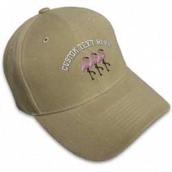 Baseball Caps Custom Baseball Cap Pink Flamingos Embroidery Acrylic Dad Hats for Men & Women - Khaki - CW18SDKRRLX $47.14