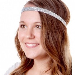 Headbands Women's Adjustable NO Slip Skinny Bling Glitter Headband - Gunmetal & Silver - CB11OI91BCH $17.15