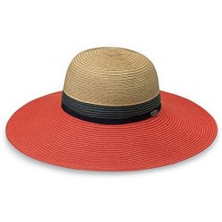 Sun Hats Women's St. Tropez Sun Hat - UPF 50+- Broad Brim- Elegant Tri-Tone Style- Designed in Australia - Orange - C0120GZDK...