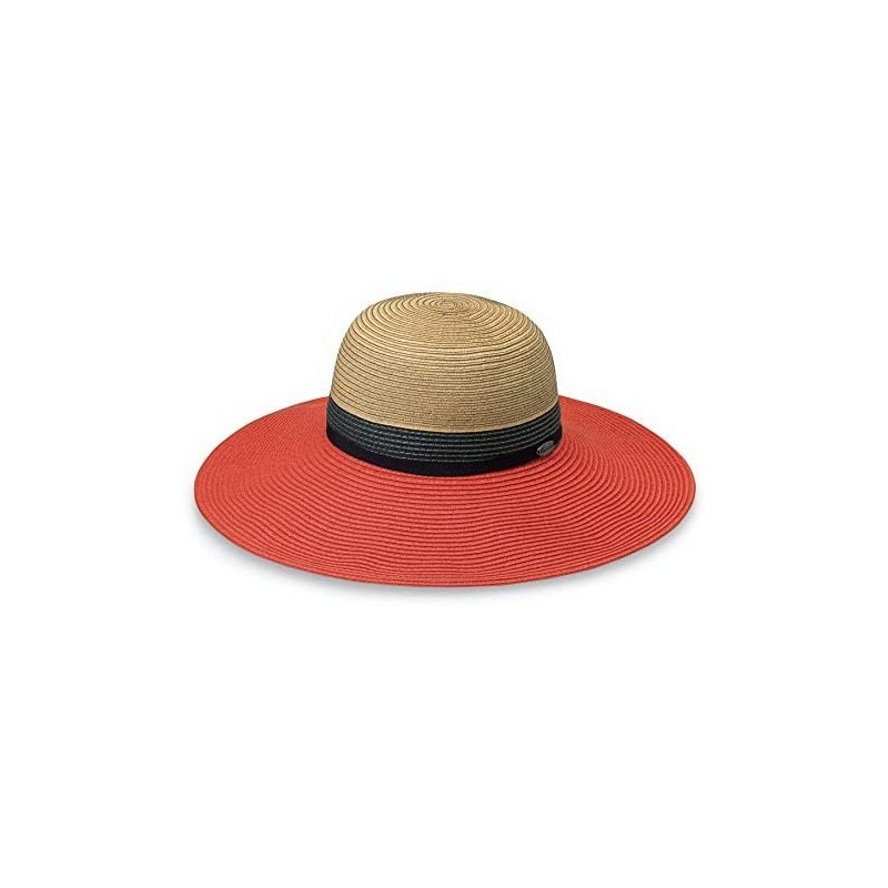 Sun Hats Women's St. Tropez Sun Hat - UPF 50+- Broad Brim- Elegant Tri-Tone Style- Designed in Australia - Orange - C0120GZDK...