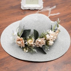 Headbands Adjustable Flower Crown Headband - Women Girl Festival Wedding Party Flower Wreath Headband - Beige - CQ18UG78YLA $...