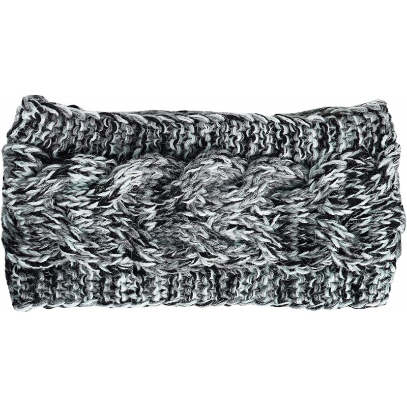 Cold Weather Headbands Plain Braided Winter Knit Headband - Grey/Black/White - CI11Q6Q2PKR $11.87