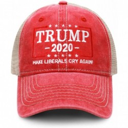 Baseball Caps 2020 Make Liberals Cry Again Campaign Embroidered US Trump Hat Baseball Bucket Trucker Cap - Tc101 Red - CP18YM...