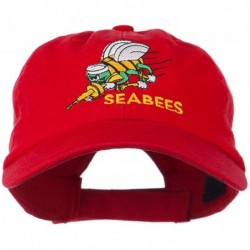 Baseball Caps Navy Seabees Symbol Embroidered Low Profile Washed Cap - Red - CM11NY383WT $47.64