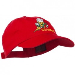 Baseball Caps Navy Seabees Symbol Embroidered Low Profile Washed Cap - Red - CM11NY383WT $32.79