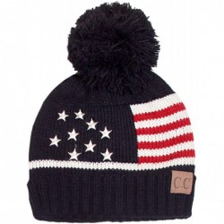 Skullies & Beanies Unisex American Flag USA Patriotic Knit Hat - Black - CP1873WY7X9 $31.15