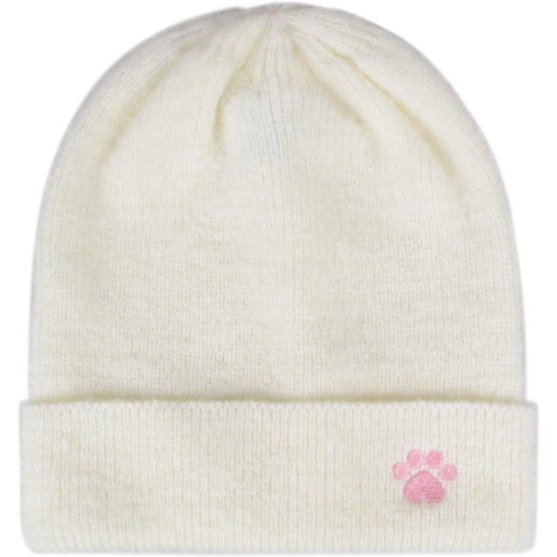 Skullies & Beanies Cat Lover Dog Lover Gift Stretchy Love Paw Embroidery Knit Beanie Skully Toque - White Hat Pink Love Paw -...