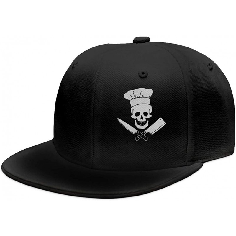 Baseball Caps Skull-Chef Cooking Skull Hat Grill Master Unisex Fashion Snapback Hats - Black 1 - CS18QYXKZQG $13.08