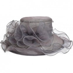 Sun Hats Women Church Derby Hat Wide Brim Wedding Dress Hat Tea Party HAT S019 - Grey - CO12KTLFNNZ $29.34