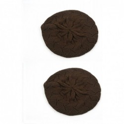 Berets Women's Fashion Knitted Beret Crochet Beanie 802HB - 2 Pcs Brown & Brown - CR12608LVNR $55.10