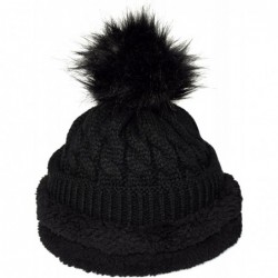 Skullies & Beanies Oversize Cute Beanie Hat Cap Warm Hand Knit Pom Pom Double Layer Thick Winter Ski Snowboard Hat - Black 18...