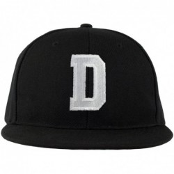 Baseball Caps ABC Embroidered Letter Snapback Cap in Black White with Letters A to Z - D - C311KSIAP8H $21.24