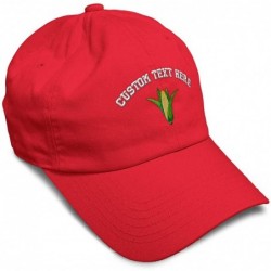 Baseball Caps Custom Soft Baseball Cap Ear of Corn Embroidery Dad Hats for Men & Women - Red - CL18SHIWT7Y $45.61