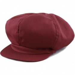 Newsboy Caps Exclusive Cotton Newsboy Gatsby Applejack Cabbie Plain Hat Made in USA - Burgundy - CM12NUGFVMI $28.01