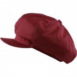 Newsboy Caps Exclusive Cotton Newsboy Gatsby Applejack Cabbie Plain Hat Made in USA - Burgundy - CM12NUGFVMI $15.56