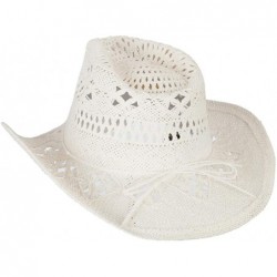 Cowboy Hats Solid Color Straw Cowboy Hat - White - CS11E8U0KDH $66.01