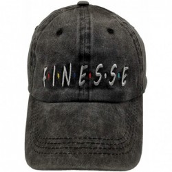 Baseball Caps Men's Finesse Embroidered Washed Adjustable Baseball Cap for Dad Hat - Finesse - Black - CP18SRAIT2E $20.51