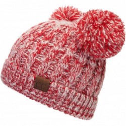 Skullies & Beanies Hatsandscarf Exclusives Cable Knit Double Pom Winter Beanie (HAT-60)(HAT-23) - Red Mix - CC18A7NCGT3 $28.80