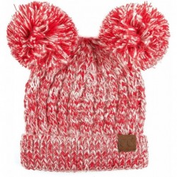 Skullies & Beanies Hatsandscarf Exclusives Cable Knit Double Pom Winter Beanie (HAT-60)(HAT-23) - Red Mix - CC18A7NCGT3 $26.66