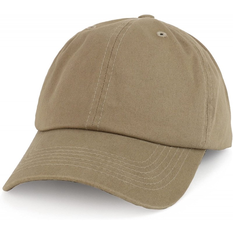 Baseball Caps Oversize XXL Plain Unstructured Soft Crown Cotton Dad Hat - Khaki - CC18DOK5693 $37.93