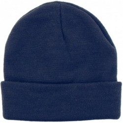Skullies & Beanies Winter Two Layers Soft Ribbed Knit Fisherman Beanie Hat in Solid Color - Solid Navy - C312N8N0CIE $23.52