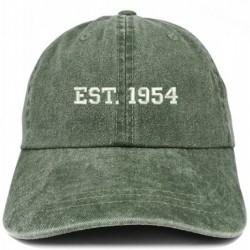 Baseball Caps EST 1954 Embroidered - 66th Birthday Gift Pigment Dyed Washed Cap - Dark Green - CN180QETI9E $35.42