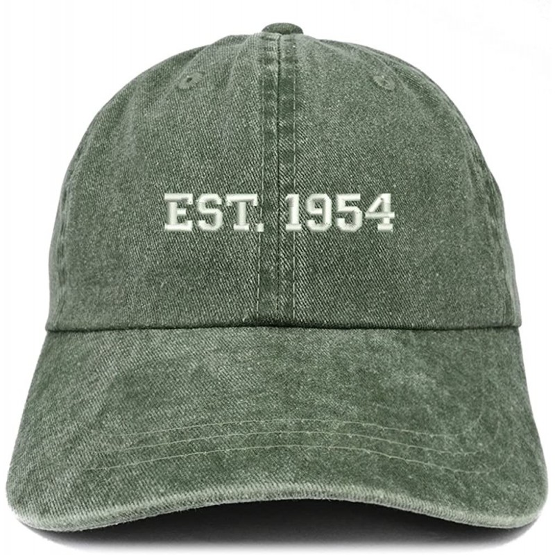 Baseball Caps EST 1954 Embroidered - 66th Birthday Gift Pigment Dyed Washed Cap - Dark Green - CN180QETI9E $34.09