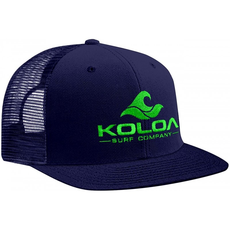 Baseball Caps Classic Mesh Back Trucker Hats - Navy/Navy With Neon Green Embroidered Logo - CZ12FA74OPP $37.85