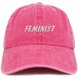 Baseball Caps Feminist Embroidered Washed Cotton Adjustable Cap - Fuchsia - CL18SW74IC7 $23.79