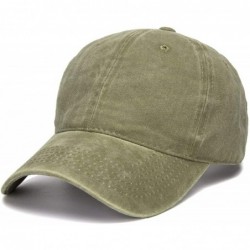 Baseball Caps Vintage Washed Dyed Cotton Twill Low Profile Adjustable Baseball Cap (Army Green) - CZ1800MXMHA $21.19