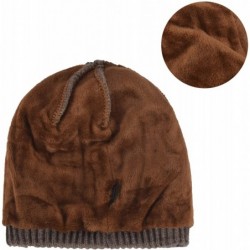 Skullies & Beanies Sports Winter Outdoor Knit Visor Hat Billed Beanie with Brim Warm Fleece Lined for Men and Women - Khaki -...