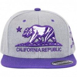 Baseball Caps California Republic Bear Logo Snapbacks Flat Brim Adjustable Snapback Hat Cap - Gray Purple - C3195I3TEXM $13.82