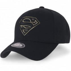 Baseball Caps Superman Baseball Cap Superman Shield Embroidery Fitted Trucker Hat - Black & Gold Logo - C0180CO672Y $55.31